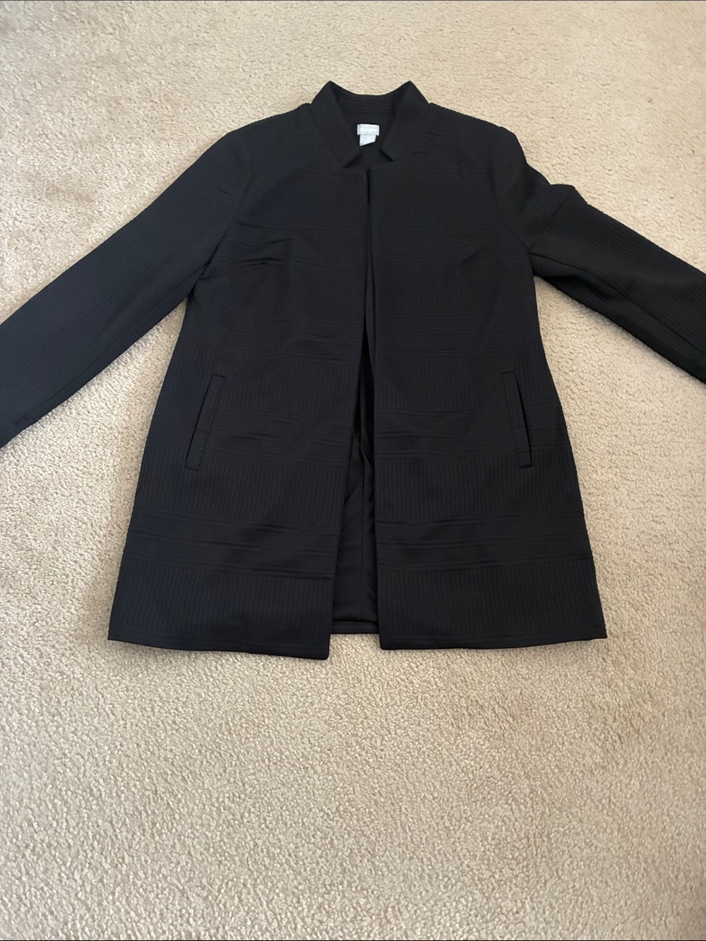 Chico's Black Longline Textured Blazer Jacket